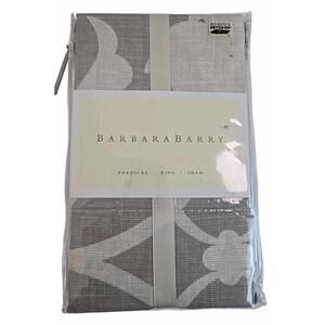 Barbara Barry Poetical Silver King Size Pillow Sham 100% Cotton 20" X 36"